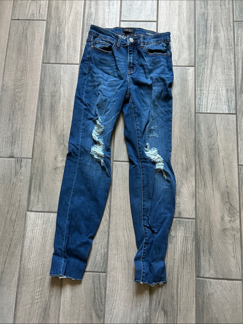 Judy Blue Dark Blue Distressed Skinny Jeans